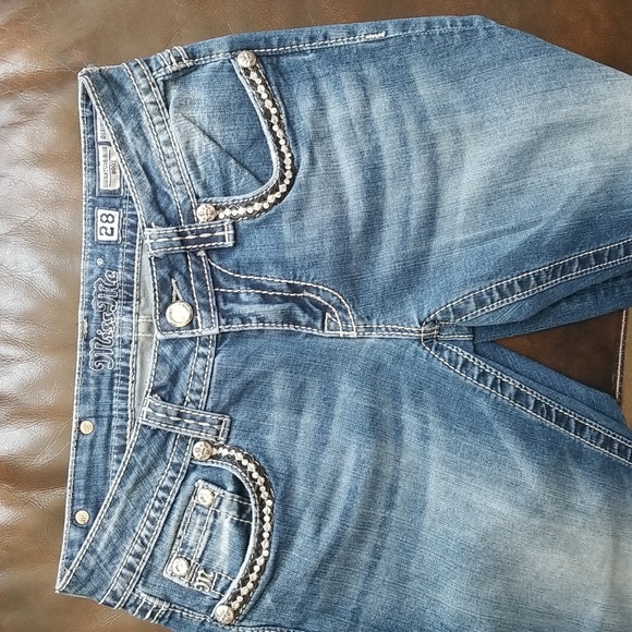 Miss Me Medium Wash Mid Rise Signature Bootcut Jeans. - Picture 5 of 16